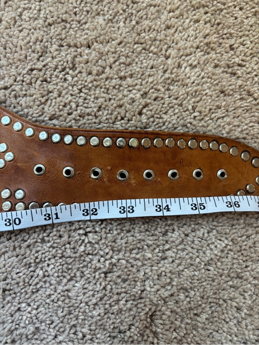 Vintage Wide Tooled Leather Scalloped Belt Oversized Buckle Boho Western Waist - Picture 14 of 16